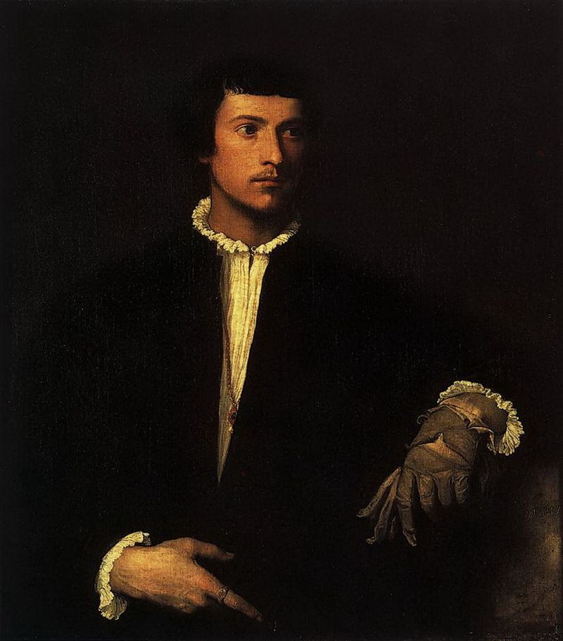 Тициан Вечеллио да Кадоре. Мужчина с перчаткой, 1520-1522 года