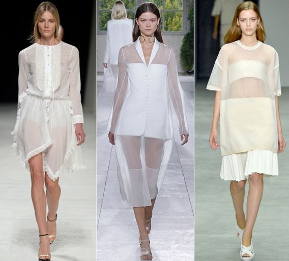 Тотально белые образы: Nina Ricci, Balenciaga, Calvin Klein Collection
